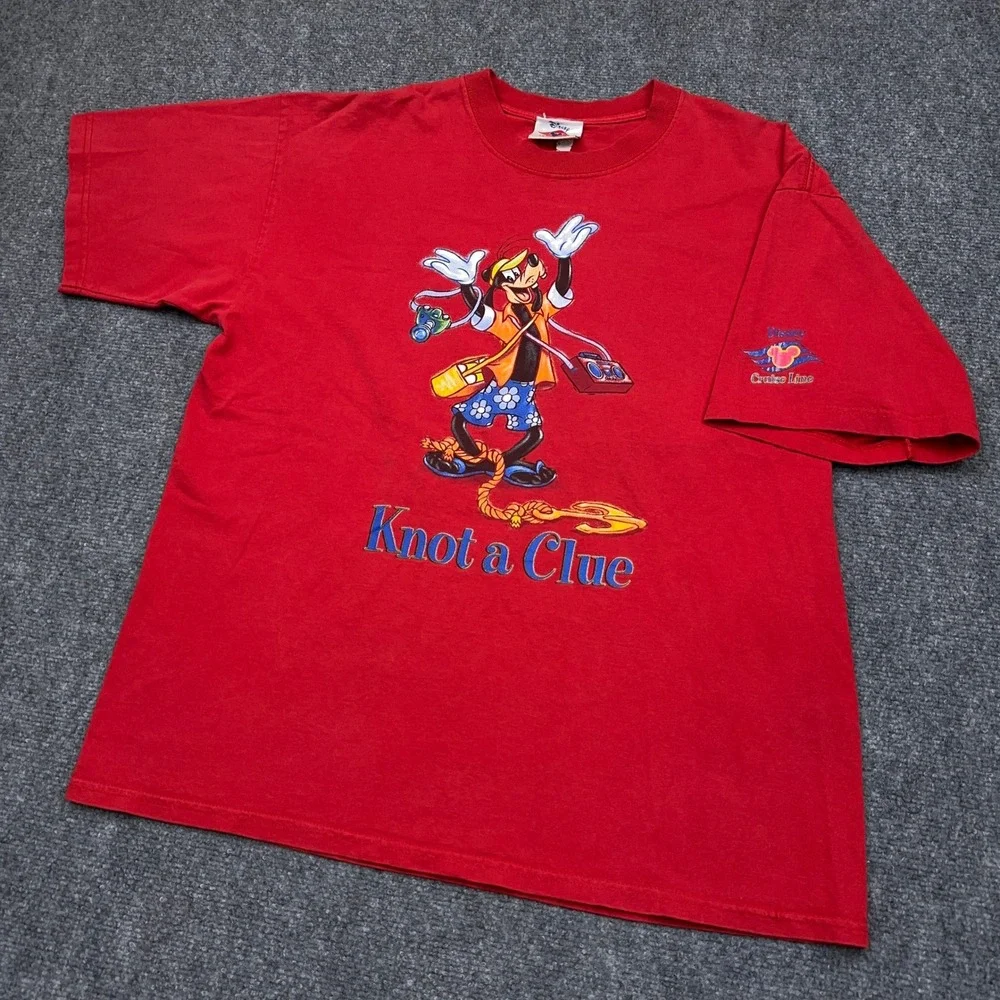 VTG Disney Cruise Line T-Shirt Mens XL Red Goofy 